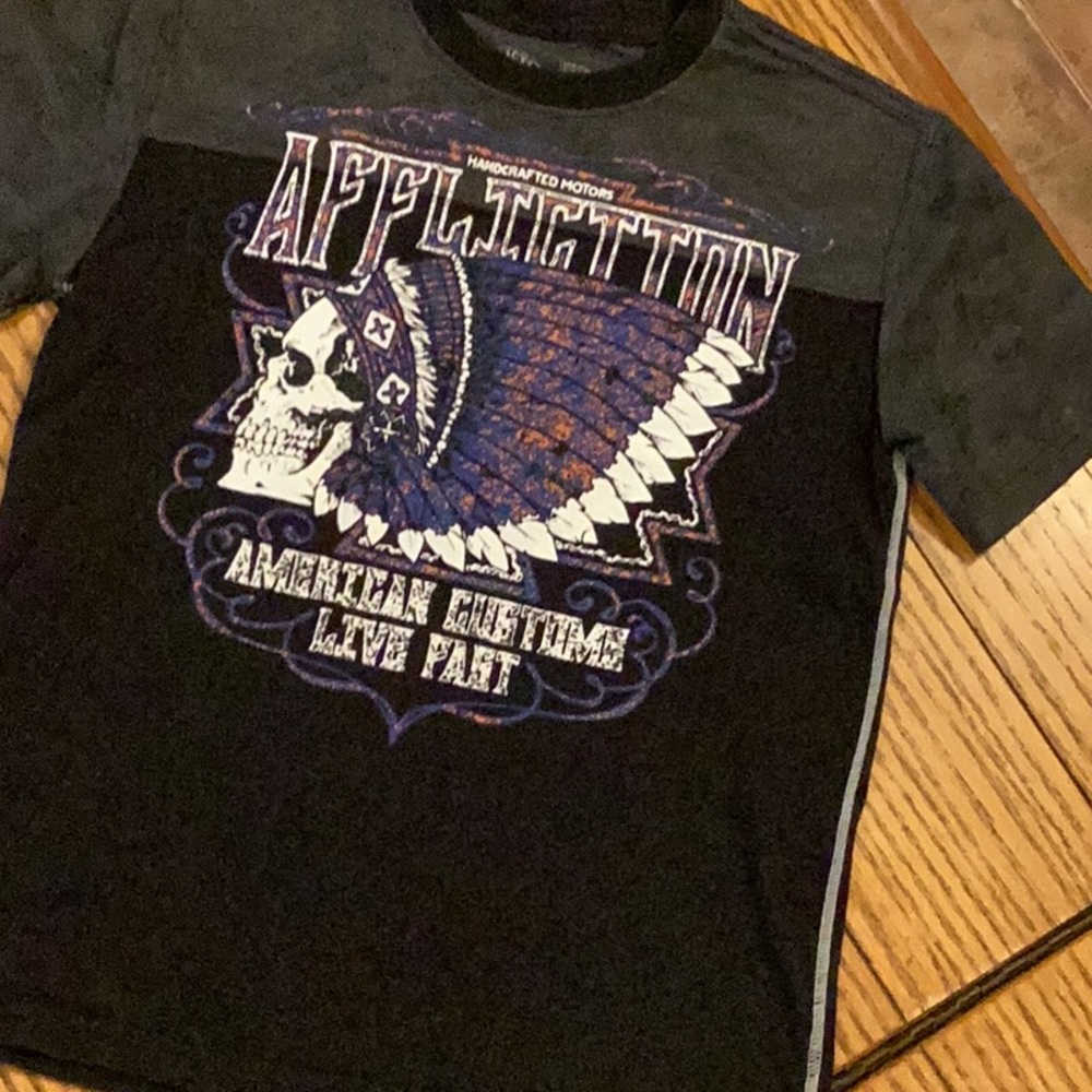 Boys medium Affliction shirt; no holes